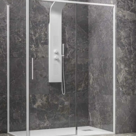 Правоъгълна душ кабина Karag Lea 400 & L-3811 White с прозрачно стъкло 6 мм и Бял профил